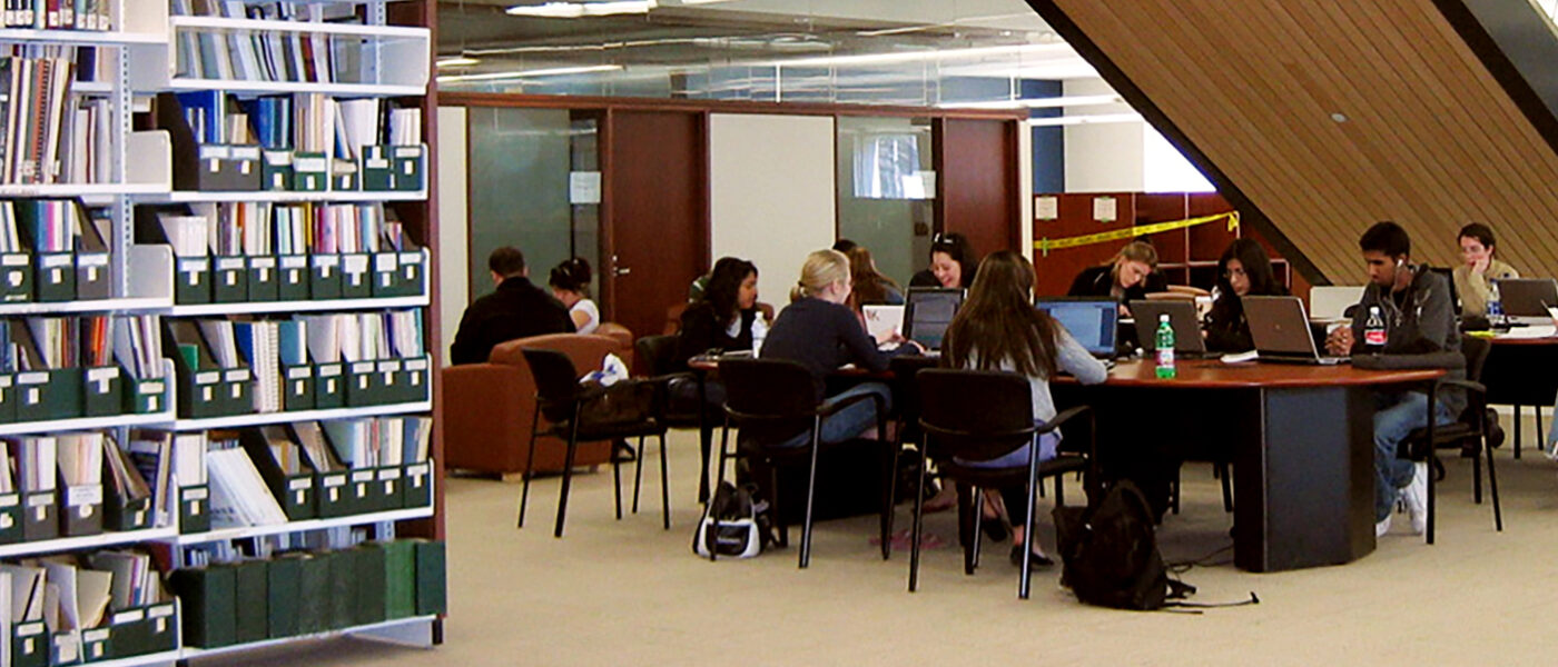 Students studying in the Health Sciences Library
