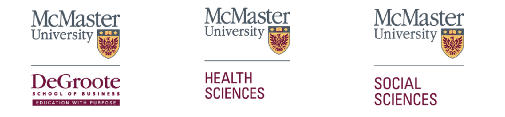 DeGroote School of Business, Faculty of Health Sciences, and Faculty of Social Sciences logos